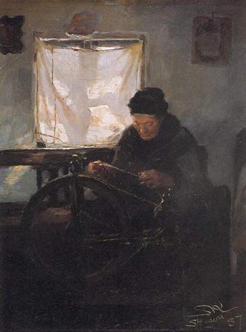 Peder Severin Kroyer Anciana en la rueca